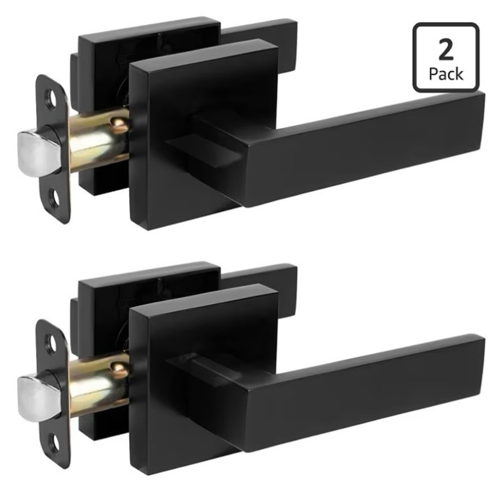 HOSOM Black Interior Door Handles for Closet and Hall Non-Locking Lever Keyless